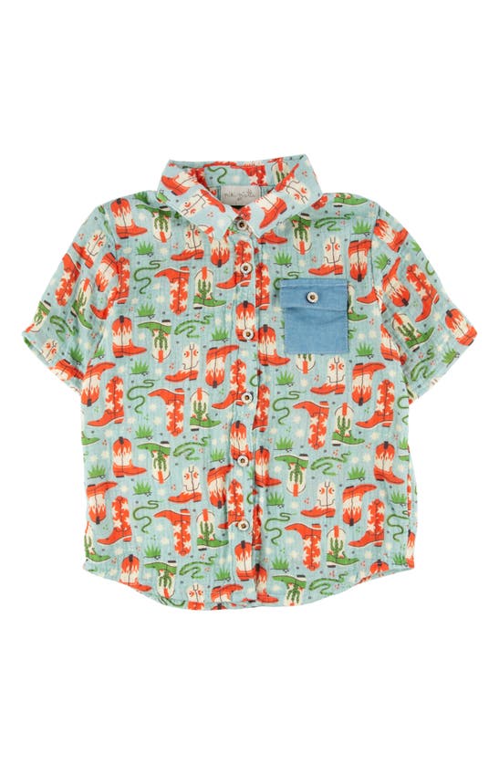 Miki Miette Kids' Jerry Howdy Button-up Cotton Shirt