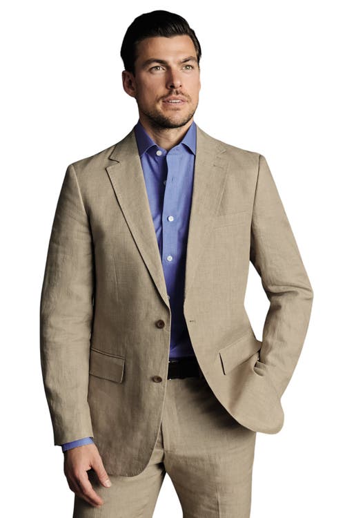 Charles Tyrwhitt Linen Slim Fit Jacket in Taupe at Nordstrom, Size 40