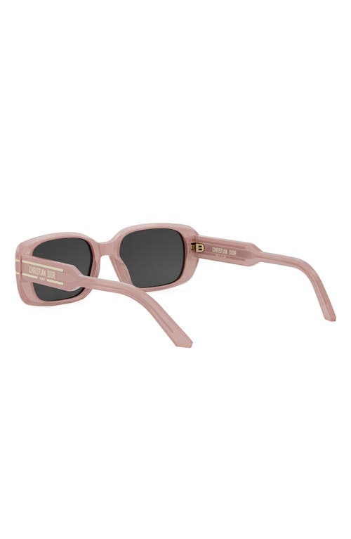 Shop Dior Signature S12i 53mm Rectangular Sunglasses In Shiny Pink/smoke