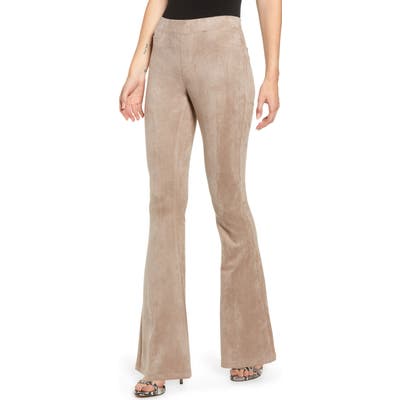 Blanknyc Faux Suede Flare Pull-On Pants, 7 - Beige