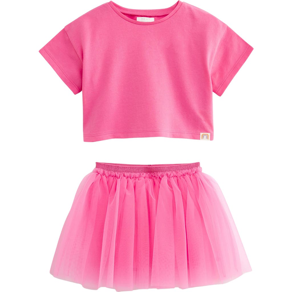 Shop Next Kids' Solid T-shirt & Tutu Skirt Set In Pink