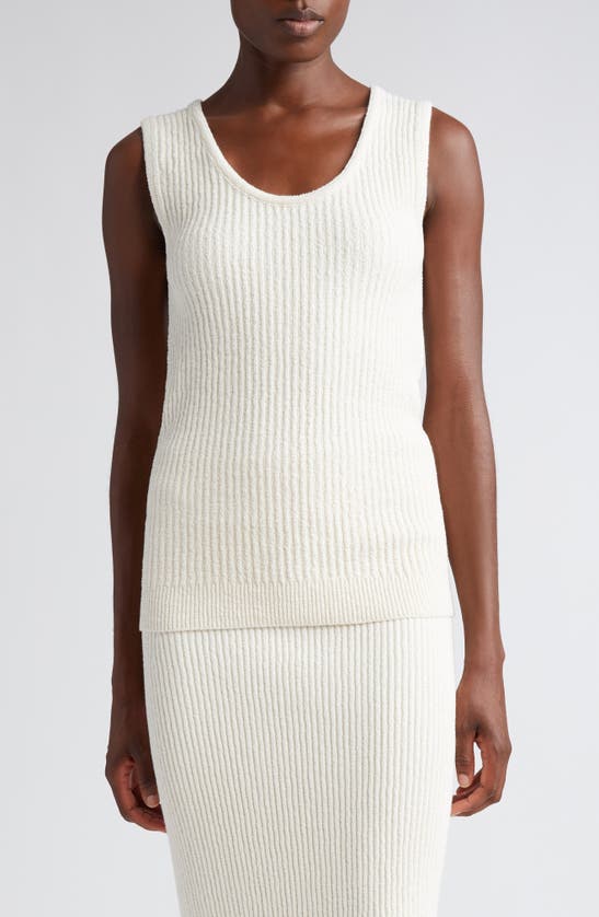 Shop Totême Bouclé Rib Sweater Tank In Ecru