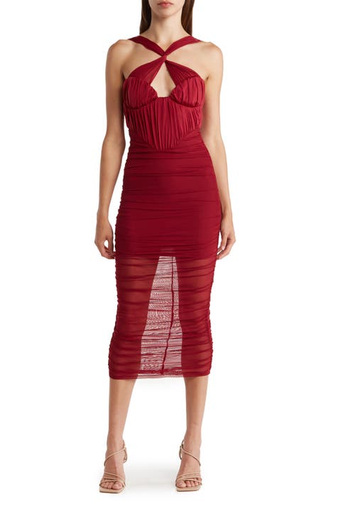 Ruched Halter Dress