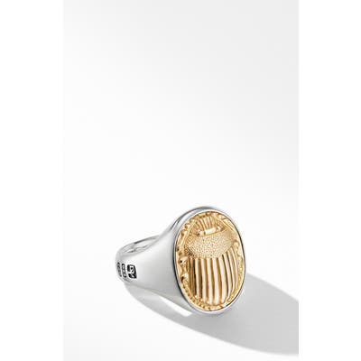 David Yurman Petrvs Scarab Signet Ring With 18K Yellow Gold
