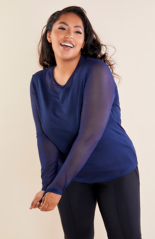 Anatomie Kim Mesh-sleeve Top In Navy