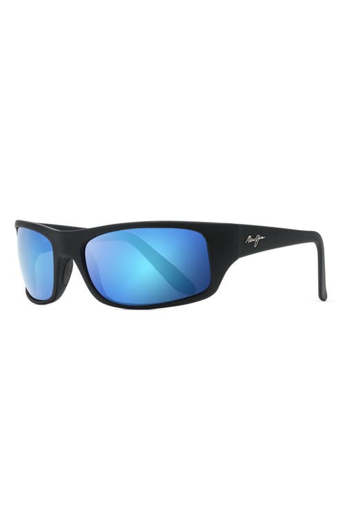 Maui Jim 'peahi In Matte Black/blue Hawaii