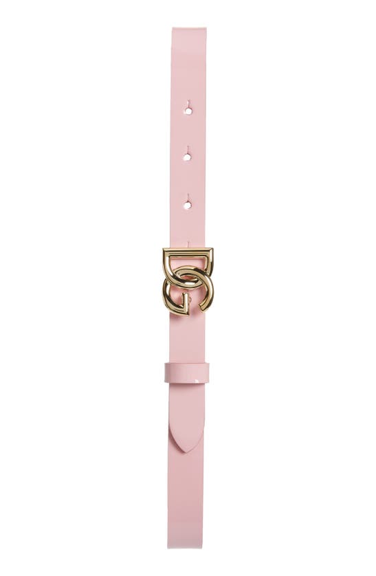 Dolce & Gabbana Kids' Dg Logo Buckle Leather Belt In Pink