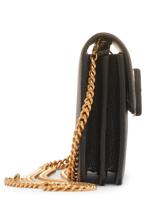 Shop Valentino Garavani Vlogo Signature Leather Wallet On A Chain In Nero