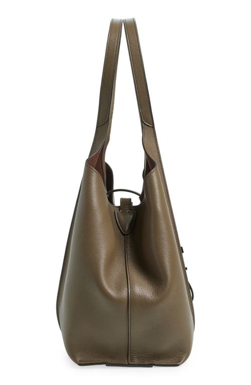 Shop Tod's Small Logo Leather Shopper Tote In Tortora Scuro