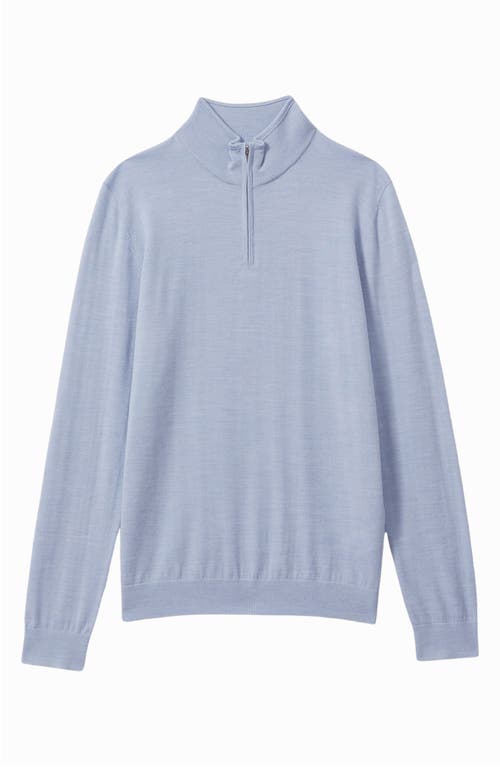 Shop Reiss Blackhall Quarter Zip Wool Sweater In Soft Blue Melange