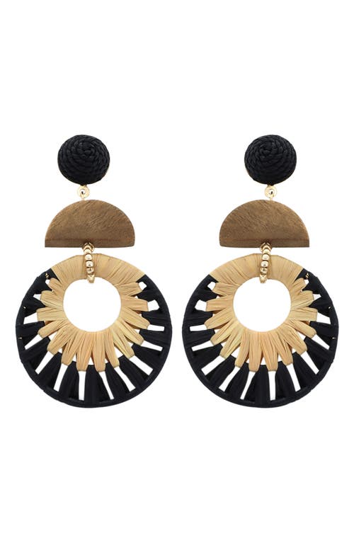 Raffia Drop Earrings in Black