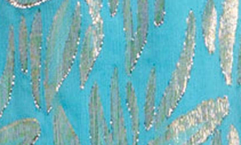 Shop Ramy Brook Leola Halter Silk Blend Gown In Isola Blue Multi
