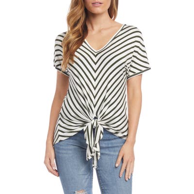 Karen Kane Chevron Tie Front Top, Green