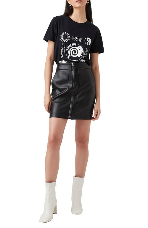 Crolenda Faux Leather Miniskirt in Black