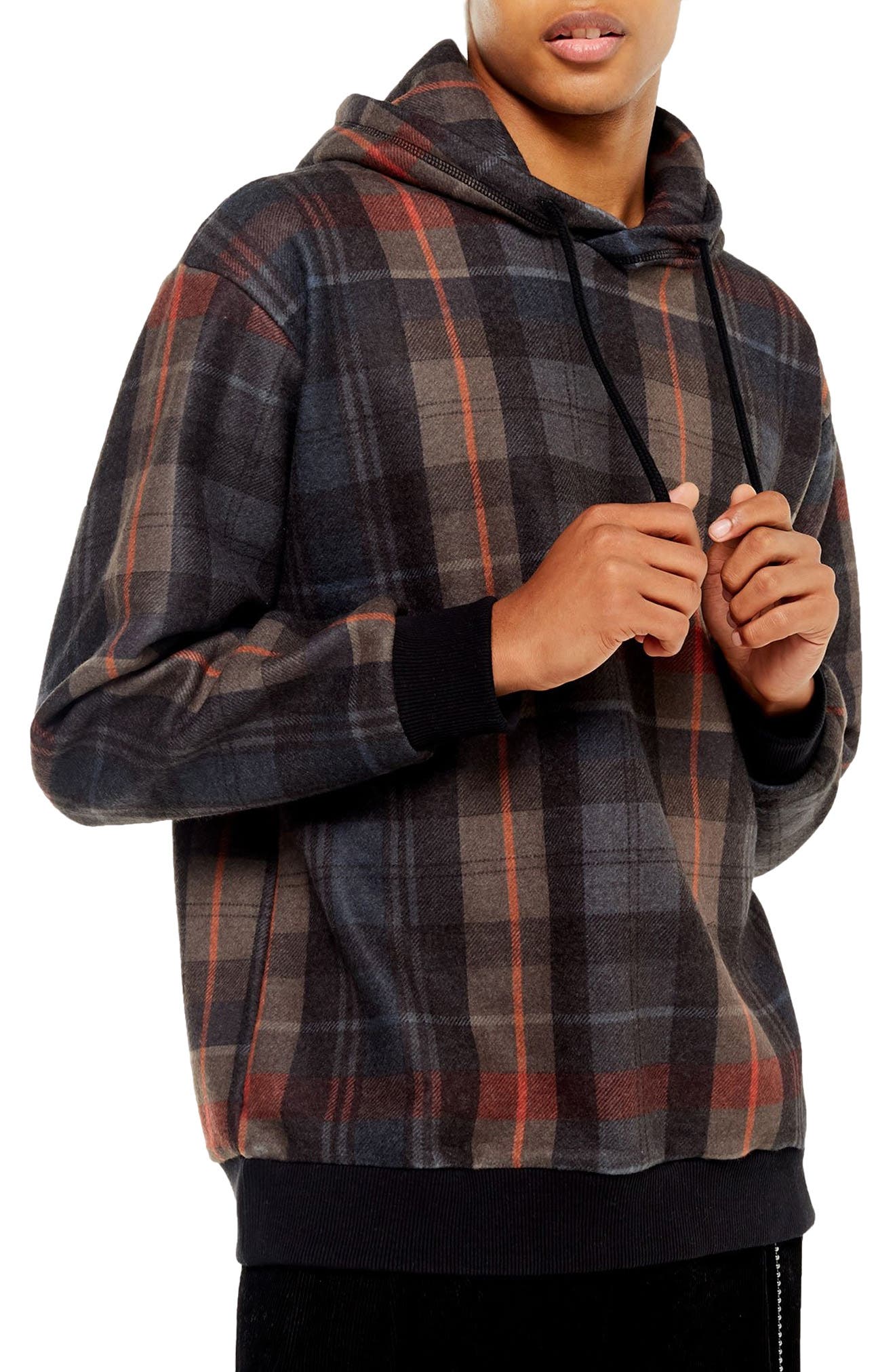 mens flannel pullover hoodie