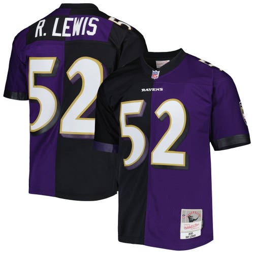 Men's Mitchell & Ness Ray Lewis Purple/Black Baltimore Ravens 2000 Split Legacy Replica Jersey