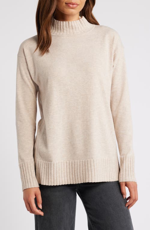 Shop Caslonr Caslon(r) Mock Neck Tunic Sweater In Tan Doeskin Heather