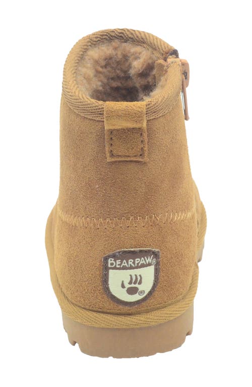Bearpaw Kids' Bootie With Faux Fur Lining In Chestnut