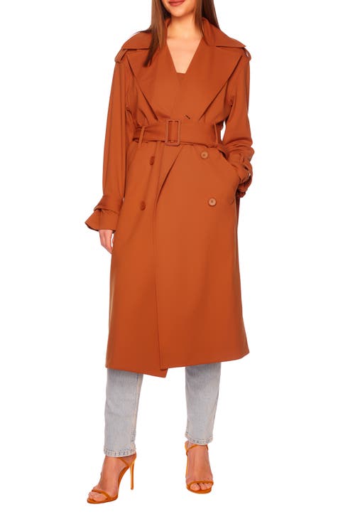 George Palomares Women's Water Resistant Trench Coat Dress (Brown, L)