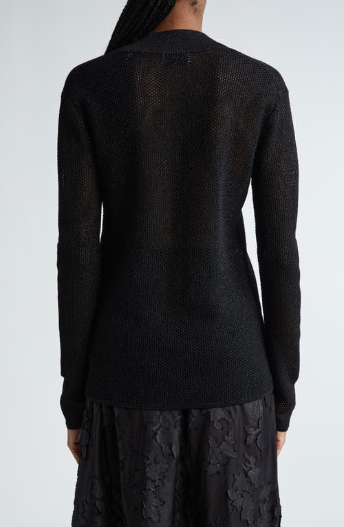 Shop St John St. John Collection Sparkle Honeycomb Knit V-neck Sweater In Black