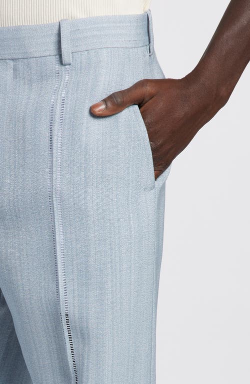 Bottega Veneta Men's Grainy Open Stitch Trousers In River/cloud