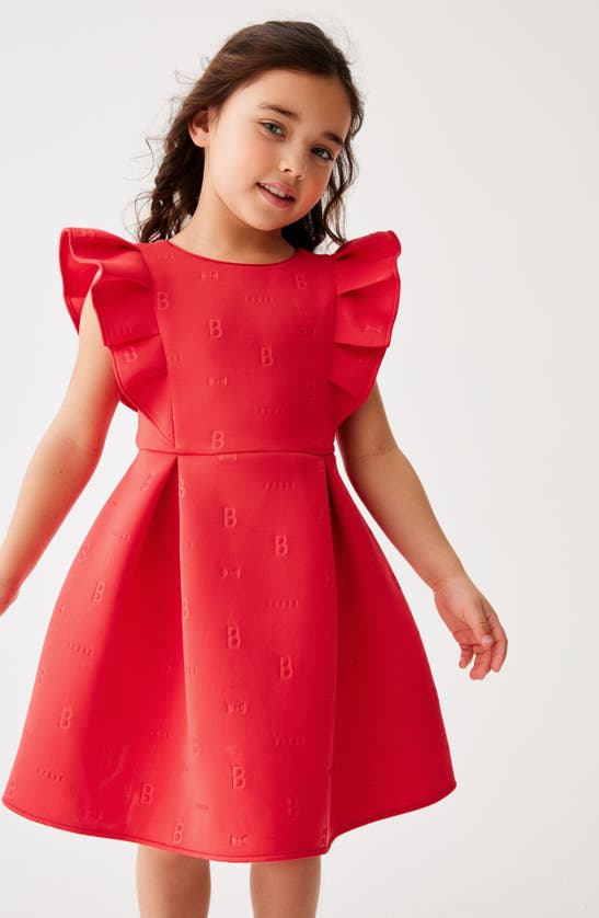Shop Baker By Ted Baker Kids' Ruffle Shoulder Scuba Dress In Red