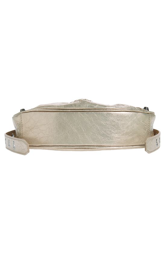 Shop Balenciaga Extra Small Le Cagole Crinkle Metallic Lambskin Shoulder Bag In Stone Beige