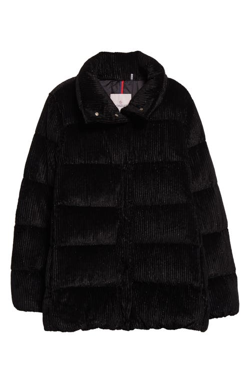 Moncler Cochevisse Metallic Corduroy Down Jacket In Black