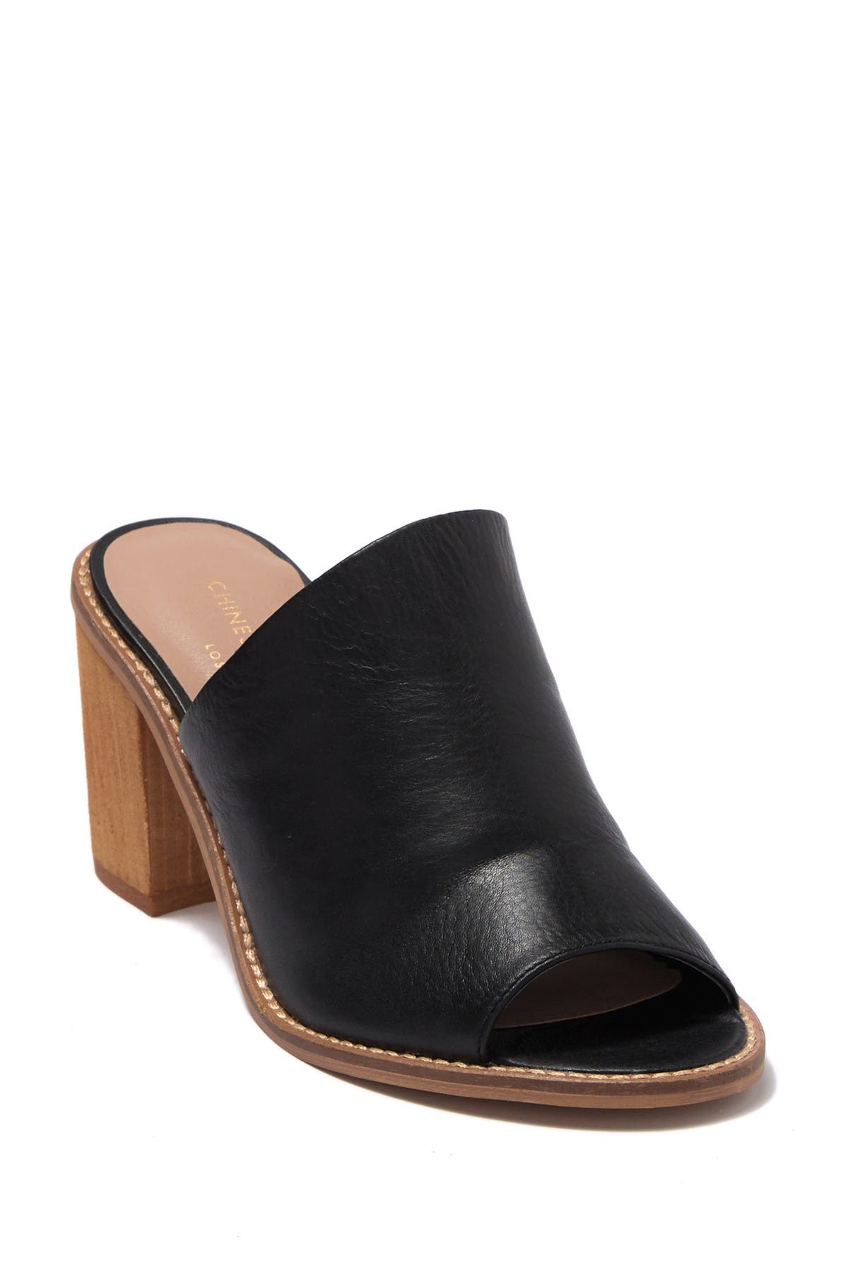 leather block heel mules