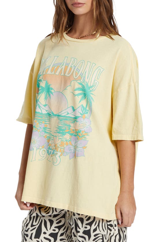 Shop Billabong ' Summer Side Collection Island Holiday Oversize Cotton Graphic T-shirt In Yellow