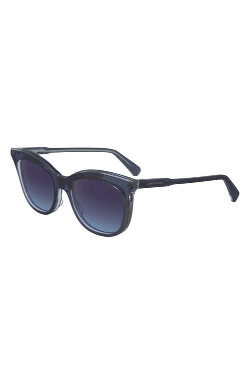 Longchamp 53mm Gradient Cat Eye Sunglasses In Avio/crystal
