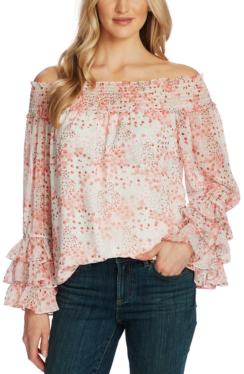 CeCe Ditsy Blossom Off the Shoulder Chiffon Blouse | Nordstrom