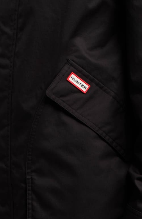 Hunter Downing Coated Cotton Hooded Rain Jacket In Black