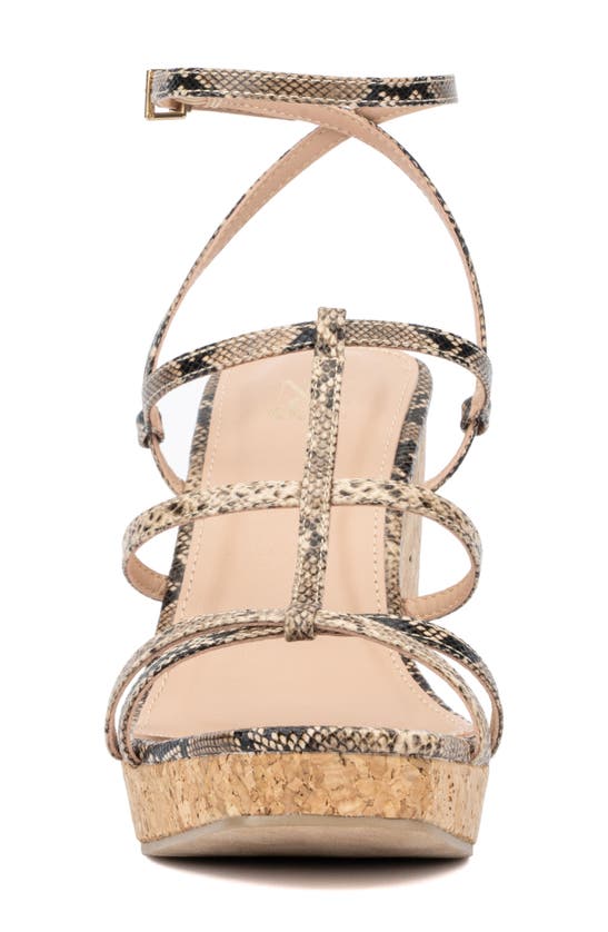New York And Company Abla Platform Wedge Sandal In Dark Tan