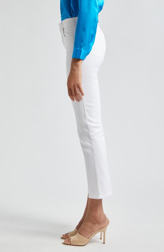 Shop L Agence Tati High Waist Ankle Micro Bootcut Jeans In Blanc Coated