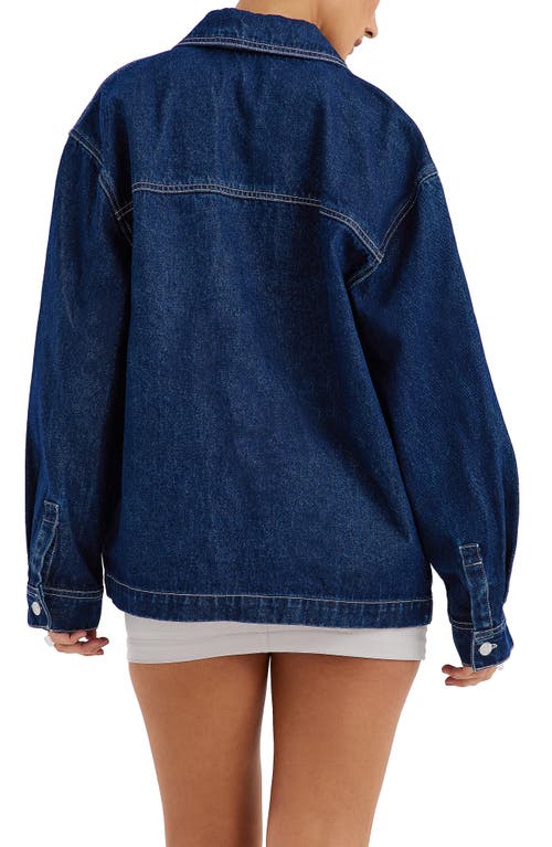 Mistress Rocks Oversize Denim Button-up Shirt In Dark Blue