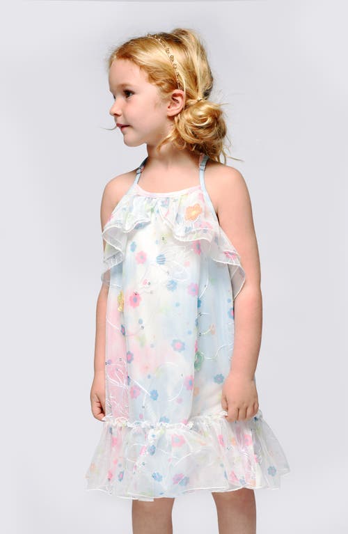 Shop Sara Sara Kids' Butterfly Dress In White Multi