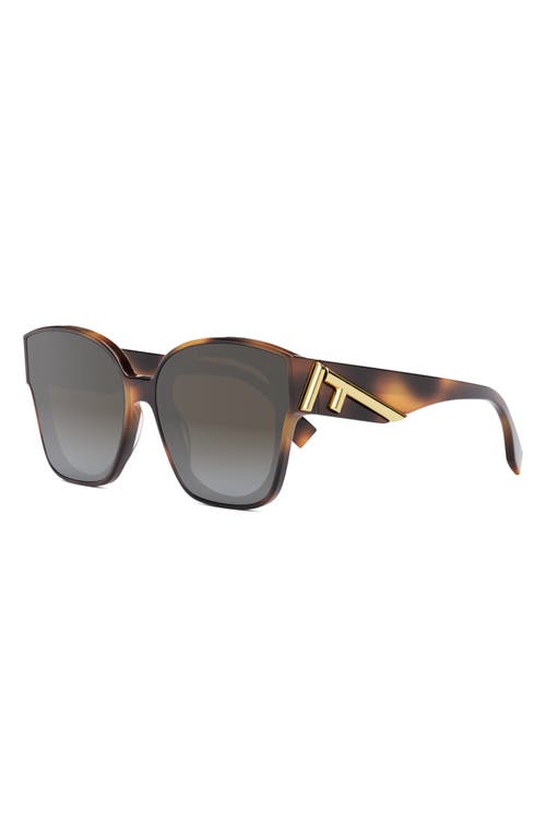 Shop Fendi ' First 63mm Square Sunglasses In Blonde Havana/gradient Smoke