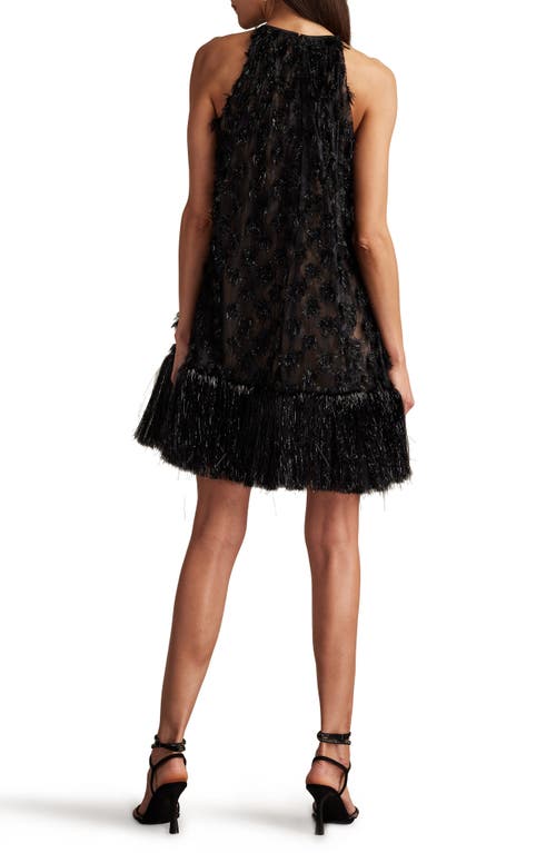 Shop Sho By Tadashi Shoji Metallic Fringe Sleeveless Trapeze Dress In Black