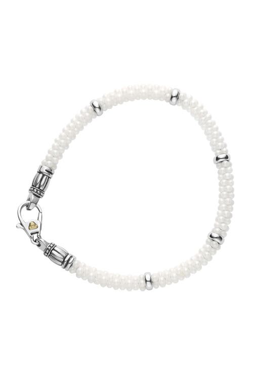 Shop Lagos Black & White Caviar Bracelet In White/silver