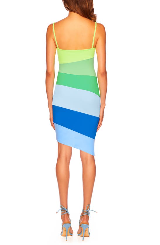 Shop Susana Monaco Colorblock Asymmetric Body-con Dress In Oasis