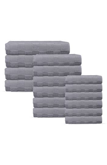 BROOKS BROTHERS DEPERA WAFFLE TERRY 16-PIECE TURKISH COTTON BATH TOWEL SET 