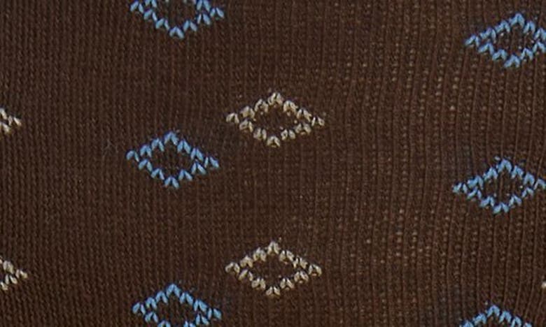 Shop Nordstrom Diamond Pattern Dress Socks In Brown -blue