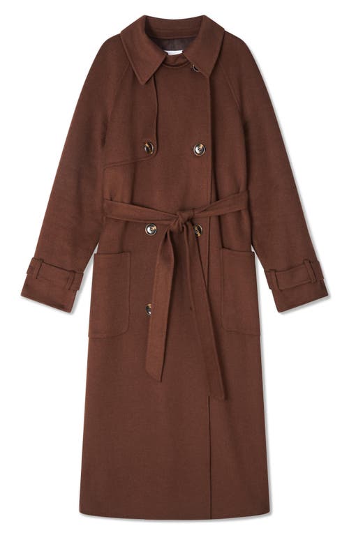 Shop Lk Bennett Lawrence Tie Waist Wool Blend Trench Coat In Chocolate