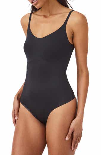 SPANX Thinstincts Open Bust Mid Thigh Bodysuit Shaper 10021R Black S