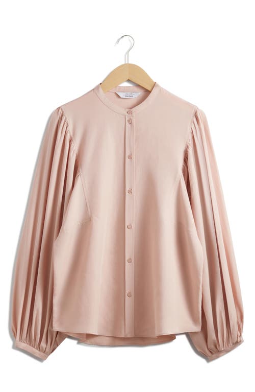 & Other Stories Balloon Sleeve Button-Up Shirt Light Pink at Nordstrom,