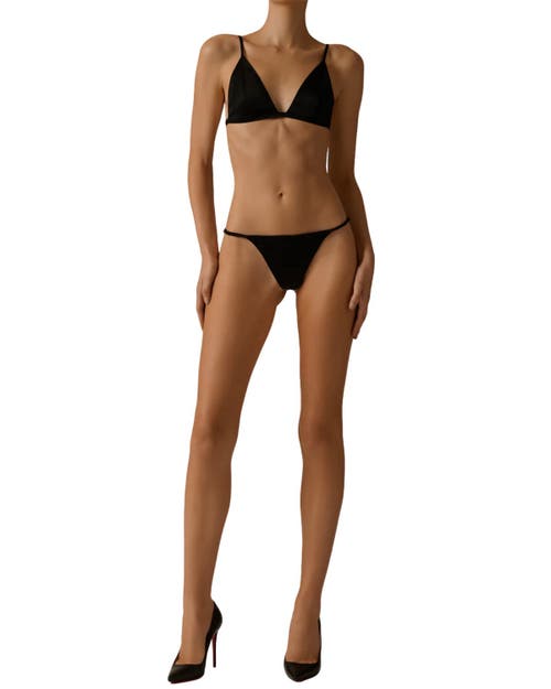 Kiki De Montparnasse Tous Les Jours Stretch Silk G-string In Black