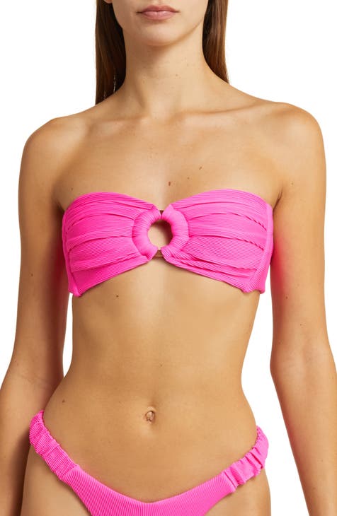 Sandy Messages Coral Ribbed Halter Bralette Bikini Top