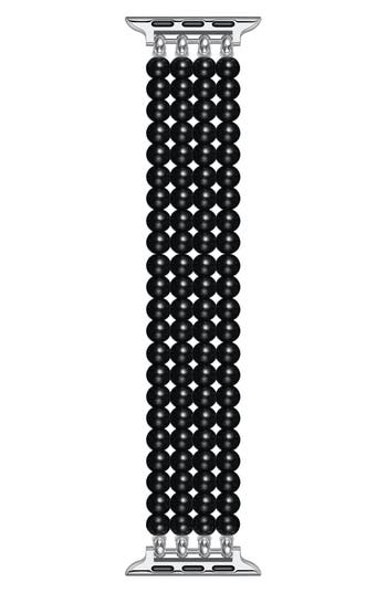 The Posh Tech Liz Imitation Pearl Apple Watch® Bracelet Watchband In Black