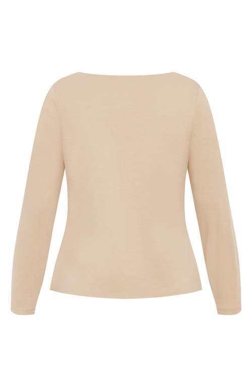 City Chic Liz Scoop Neck Jersey Top In Latte